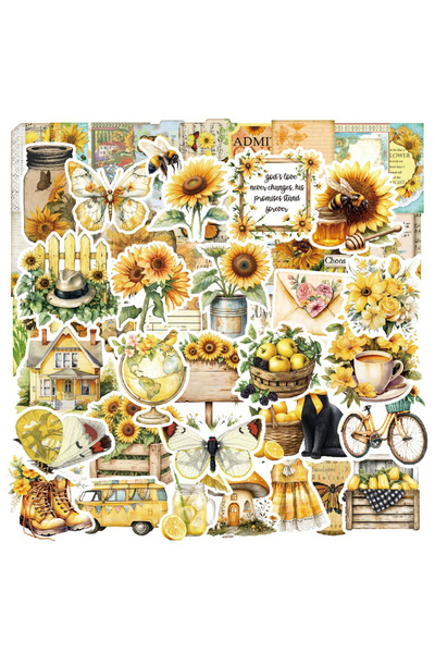 Choice3 Yellow 50PCS Retro Series Stickers Colored Decals For Diary Junk Jour...