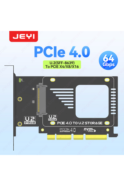 JEYI محول U2-PCIe4.0 PCIe 5.0 إلى U.2 (SFF - 8639)، توسعة SSD GEN5 U.2 بسرعة ...