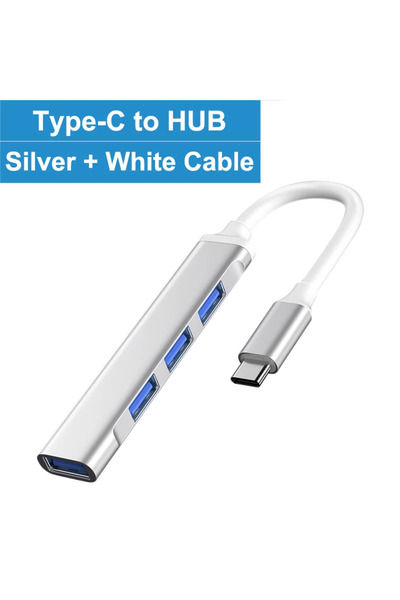 Choice موزع USB-C فضي من النوع C، محول موزع متعدد المنافذ USB 3.0 من النوع C ...