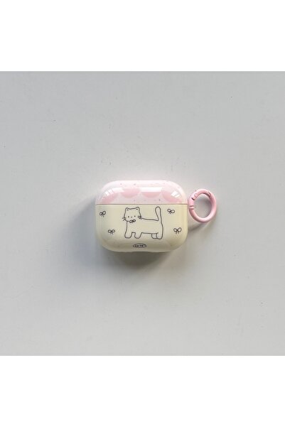 Choice حافظة سماعة أذن AirPods 4 بتصميم أنيق وردي مع عقدة قطة صغيرة وردية فات...