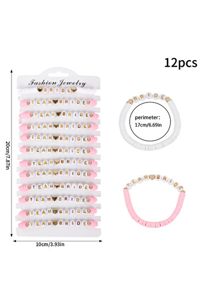 Choice Pink 12Pcs Boho Wedding Team Bride Bracelets Bridal Shower Bachelorett...