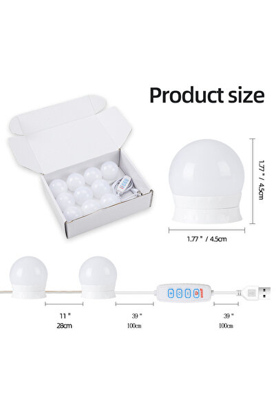 Choice 10 LED lights Natural Light LED Makeup Mirror Light Bulbs USB Charging Vanity Makeup Mirror Lights B