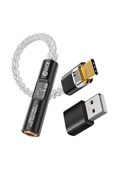 Choice محول صوت USB C إلى 3.5 مم مطلي بالفضة من النوع C CCZ CM01 باللون الأسود
