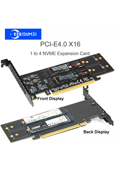 Kebidumei PCle4.0 X16 PCle4.0 X16 to 4xNVME M.2 Expansion Card M.2 SSD GEN4 PCIe4.0 PC Motherboard X1 X4 X8 X1