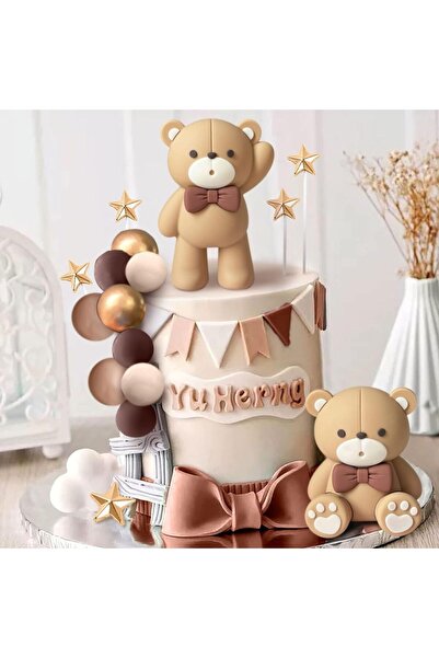 choice2 تزيين كعكة على شكل دب بني، كرات ذهبية زرقاء، تزيين كعكة على شكل دببة ...