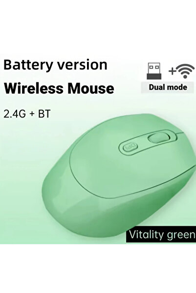 Choice ماوس لاسلكي صامت أخضر متوافق مع البلوتوث 2.4 جيجاهرتز، ماوس بصري ثنائي...