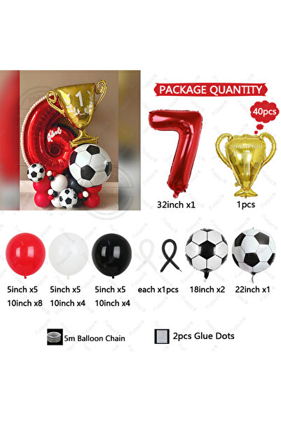 Choice Other 7 40pcs Sports Theme Golden Trophy Football Balloon Set Red Numb...