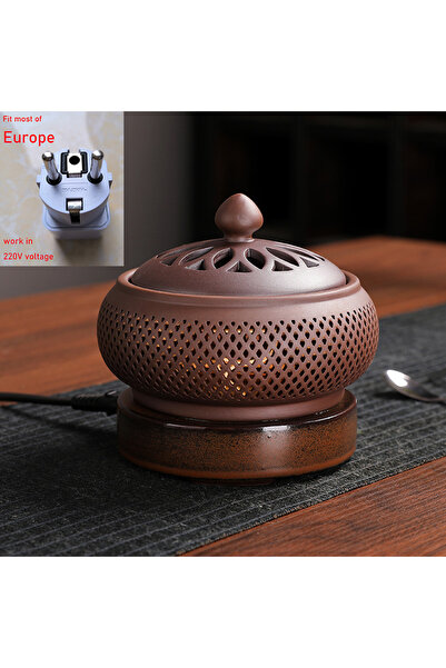 Choice 220V EU plug Purple Sand Timed Sandalwood Electronic Incense Burner Set 110V/220V OUD Essential Oil