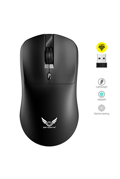 Kebidumei ماوس لاسلكي أسود 2.4 جيجاهرتز مريح وقابل للتعديل بدقة 800-1200-1600 نقطة في البوصة وخفيف الوزن وقابل لإعادة الشحن ومناسب للألعاب المكتبية