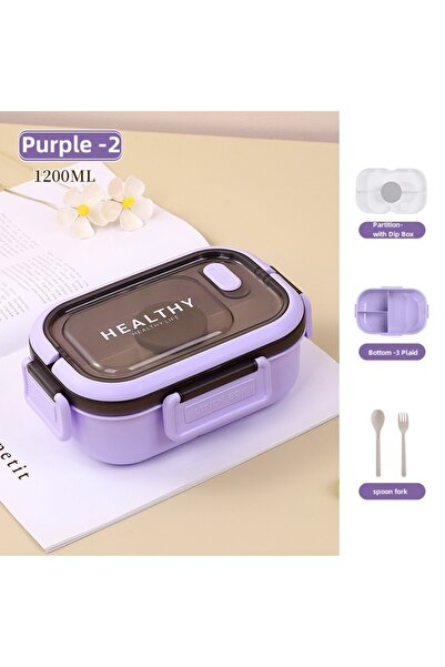 Choice Purple-2 1200ML Double Layer Lunch Box Portable Compartment Salah Frui...