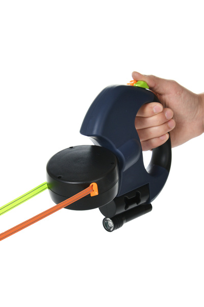 Choice Blue 3in1 Double Head Dog Leash Flashlight Poop Bag Dispenser Dual Ref...
