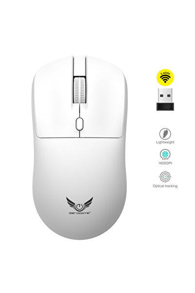 Kebidumei ماوس لاسلكي أبيض 2.4 جيجاهرتز مريح وقابل للتعديل بدقة 800-1200-1600 نقطة في البوصة وخفيف الوزن وقابل لإعادة الشحن ومناسب للألعاب المكتبية