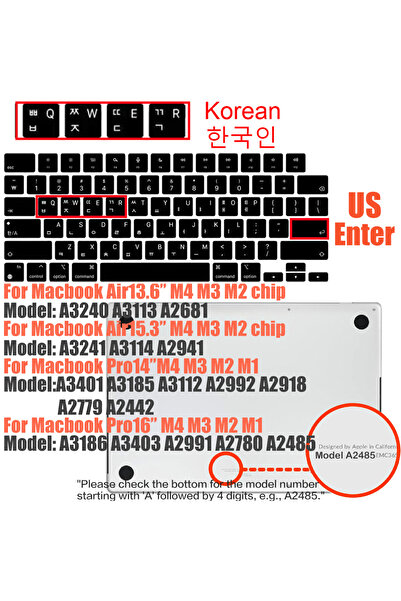 Choice US korea Compatible keyboard cover for 2025 MacBook Air 13.6 M4 A3240 A3113 MacBook Pro14 16 M4 M3 A