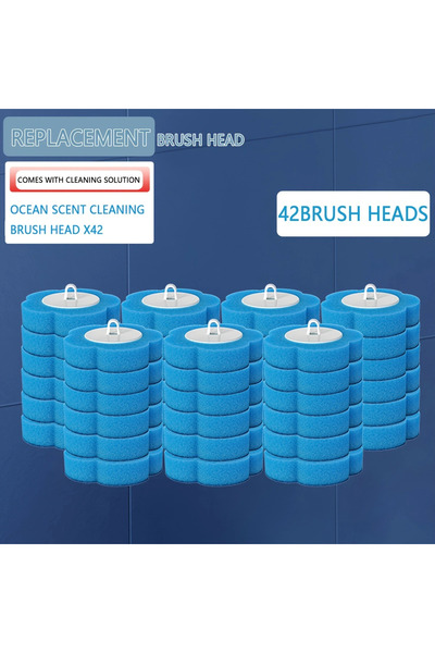 Choice 42 قطعة فرشاة تواليت للاستخدام مرة واحدة مع رأس فرشاة بديلة باللون الأ...