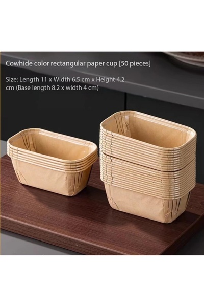 Choice قوالب كيك بنية اللون، 50 قطعة، قوالب كيك للاستخدام مرة واحدة، صينية خبز صغيرة مستطيلة غير لاصقة من الورق لكعكة البرقوق،