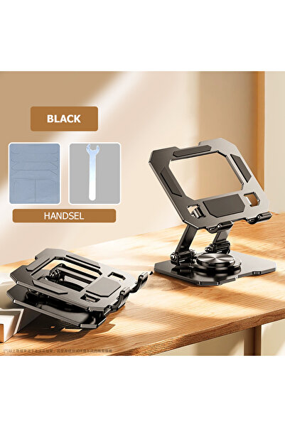 Choice حامل كمبيوتر لوحي أسود قابل للدوران 360 درجة، حامل سطح مكتب قابل للتعديل والطي، متوافق مع أجهزة الكمبيوتر اللوحية مقاس 4.7-12 بوصة