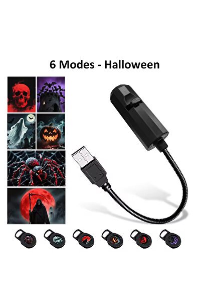 Choice 6 Modes - Halloween Projection Light 5V USB Planet Moon Lamp Halloween...
