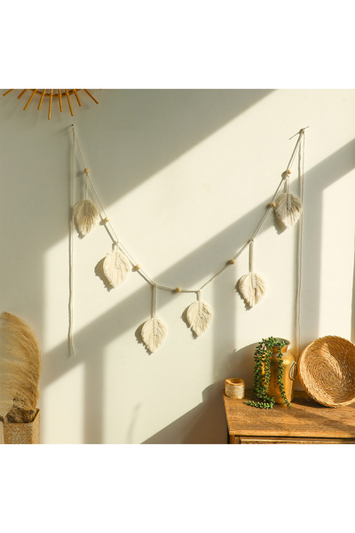 Choice مكرميه M01331 كبير مكرميه معلق على الحائط بوهو شرابات أوراق الشجر زينة عيد الميلاد ديكور الحائط نسيج