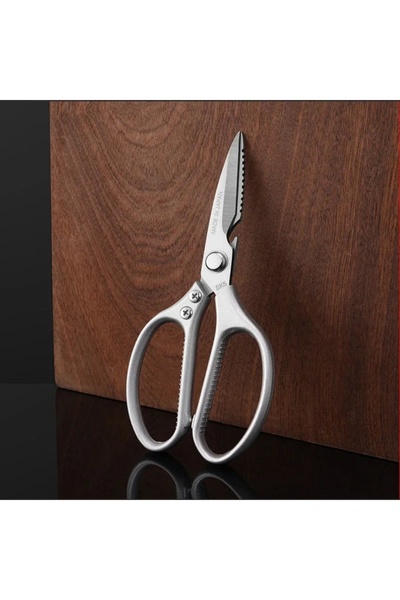 Choice مقبض مقص مطبخ من الفولاذ المقاوم للصدأ باللون الفضي لقطع عظام الدجاج واللحوم والأسماك مقص مطبخ