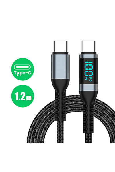 Choice كابل عرض رقمي أسود 1.2 متر 100 وات من النوع C إلى النوع C كابل بيانات ...