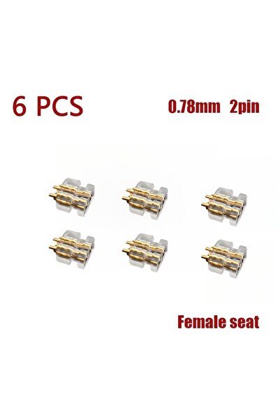 Choice 6 قطع 0.78 مم 0.78 مم مقبس 2 سنون أنثى مقبس دبوس مزدوج DIY مخصص ملحقات كابل سماعة الرأس الراقية