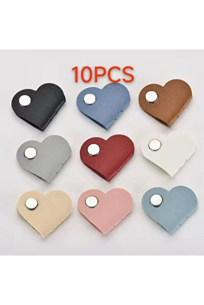 Vikefon 10 قطع من منظم كابلات متعدد الوظائف من الجلد الصناعي على شكل قلب، مشب...