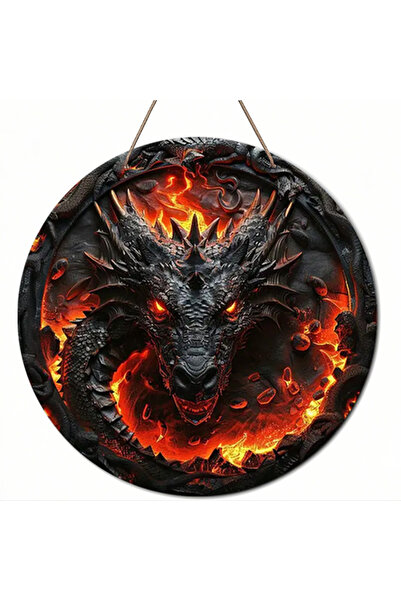 Choice لوحة فنية جدارية مكونة من قطعتين من قرص خشبي أسود بنمط لهب التنين مقاس...