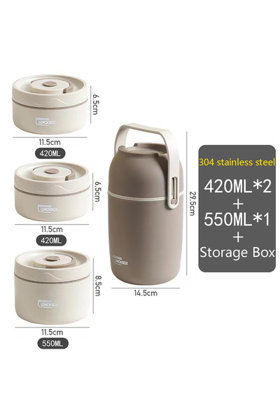 Choice Other 3 3 Khaki 304 Stainless Steel Vacuum Thermal Lunch Box with Stor...