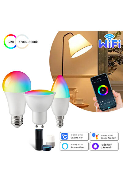 Choice مصباح ليد ذكي E27 واي فاي 18 واط واي فاي E27 E26 GU10 E14 AC85-265V RGB Lamp Cozylife Alexa Google Alice Voi