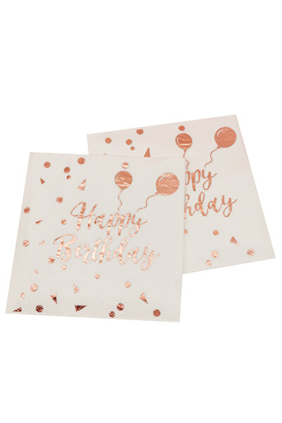 Choice 20Pcs rose gold 1bag Rose Gold Happy Birthday Paper Napkins Disposable...