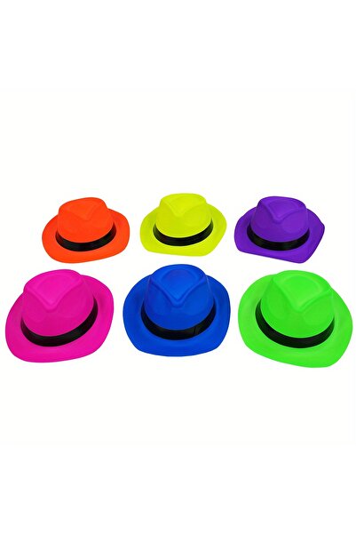 Choice mix 12pcs 12 Pieces Neon Mafia Style Party Hats - Bright Dress Hats for Gangster Music Disco Birthda