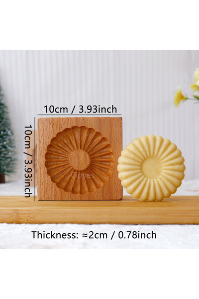 Choice قالب بسكويت خشبي دائري من سبيكولاس، قوالب تقطيع بسكويت ثلاثية الأبعاد ...