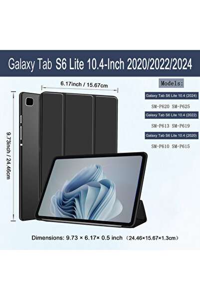 Choice جراب أسود لجهاز Tab S6 Lite 10.4 بوصة 2024/2022/2020 (SM-P620/P610/P61...