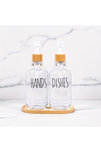 Choice زجاجة موزع صابون شفاف مع صواني، زجاجة صابون بغطاء من الخيزران مع مضخة ...