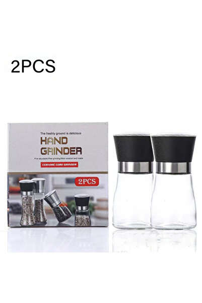 Choice طقم هزازات ملح وفلفل سعة 180 مل مع حامل من الفولاذ المقاوم للصدأ ومطحنة توابل ملح وفلفل G