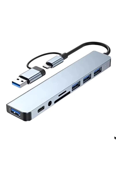 Choice Grey 8 In 1 USB C Hub Expander Multiport Adapter Type C Splitter Dock USB 3 Port For Phone Tabl...