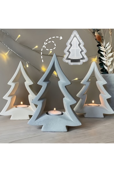 Choice قالب طين DIY لحامل شموع شجرة عيد الميلاد المجوفة - قالب سيليكون للحرف اليدوية للديكور المنزلي، دكتور...