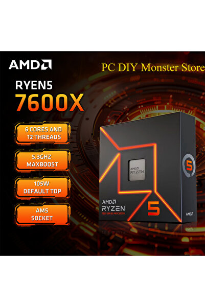 Amd Ryzen 5 7600X Boxed 4.7 GHz 6-Core 12 Threads PCIE 5.0 105W CPU Processor 5NM L3=32M 100-0000...