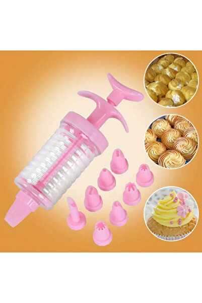 Choice فوهات جديدة باللون الوردي مكونة من 8 أنابيب مع محقنة بلاستيكية، موزع فوهات كريمة الخبز، أطراف كريمة المعجنات P