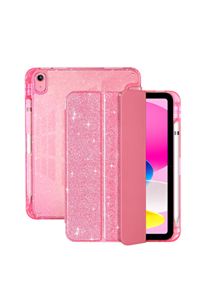 Choice حافظة تابلت iPad A16 11th-10th وردية لامعة لجهاز iPad A16 حافظة مع حامل قلم رصاص Funda لجهاز iPad 11 1