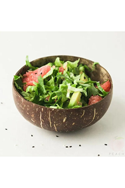 Choice أوعية جوز الهند سعة 500-550 مل لتقديم الأطباق، وعاء خشبي للسلطة، أوعية خشبية قابلة لإعادة الاستخدام، أدوات تقديم طبيعية