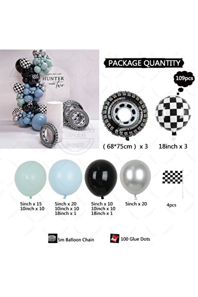 Choice أخرى 20240505A05-109PCS 109Pcs Race Car Theme Garland Balloons Arch Ki...