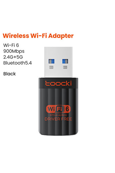 Choice1 محول توكي الأسود Toki TB08 AX900 USB واي فاي 6 وبلوتوث 5.4، ثنائي الن...
