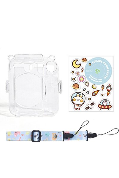 Choice غطاء حقيبة حمل واقية شفافة لكاميرا فوجي فيلم إنستاكس ميني 12 مع حزام كتف.