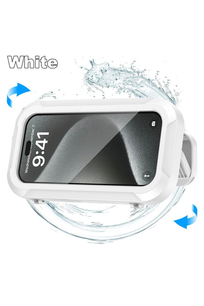 Choice حامل هاتف أبيض مقاوم للماء للاستحمام بزاوية دوران قابلة للتعديل وحامل ...