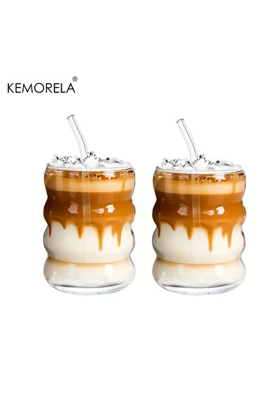 Choice1 300ML 2PCS 1/2PCS Of Wave Cups with Straws Suitable for Iced Coffee J...