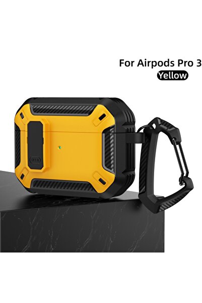 Choice غطاء حماية لسماعات AirPods Pro 3 باللون الأصفر مع قفل آمن ومجموعة تنظي...