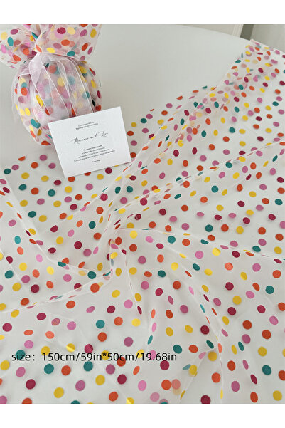 Choice ورق تغليف شبكي بنقاط ملونة 50×150 سم، مناسب لمحلات الزهور وتغليف هدايا...