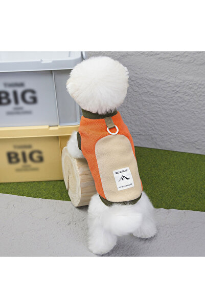 Choice معطف شتوي دافئ للكلاب الأليفة برتقالي S مع حلقة على شكل حرف D من الصوف...