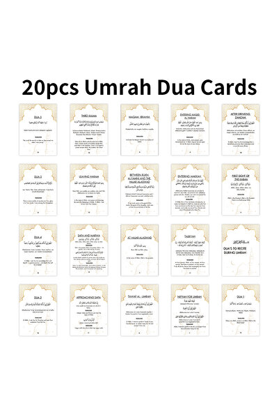 Choice النمط 1، 20 بطاقة تعليمية لدعاء العمرة باللغتين العربية والإنجليزية، لطقوس العمرة والصلاة الإسلامية